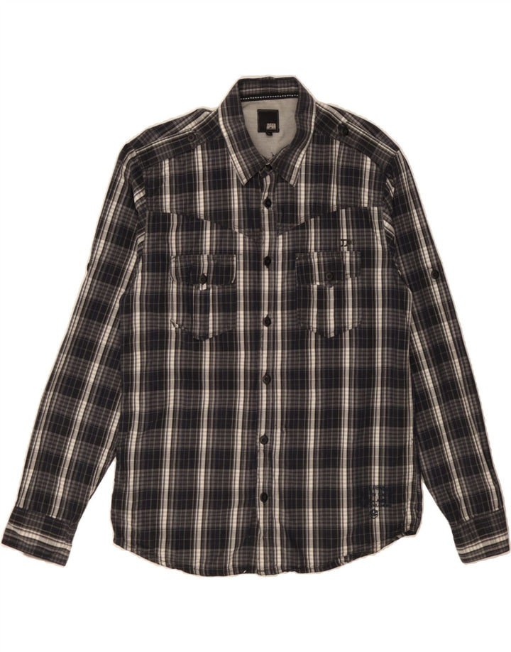 JACK & JONES Mens Military Shirt XL Grey Check Vintage Jack & Jones and Second-Hand Jack & Jones from Messina Hembry 