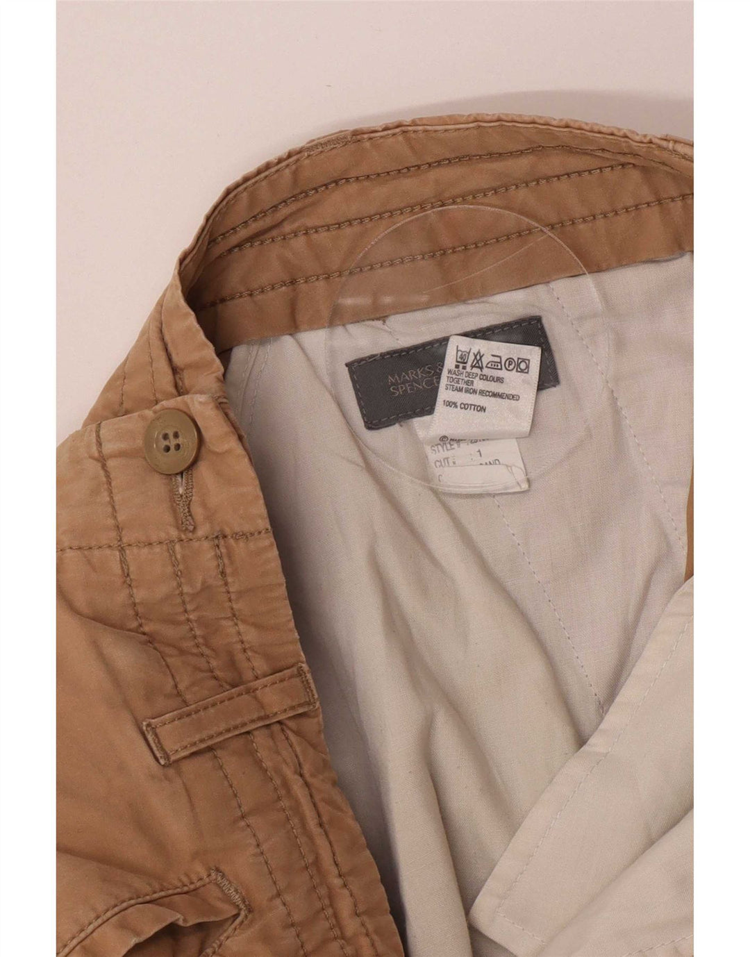 Мужские шорты-бермуды Marks & Spencer W30, средний, бежевый, хлопок