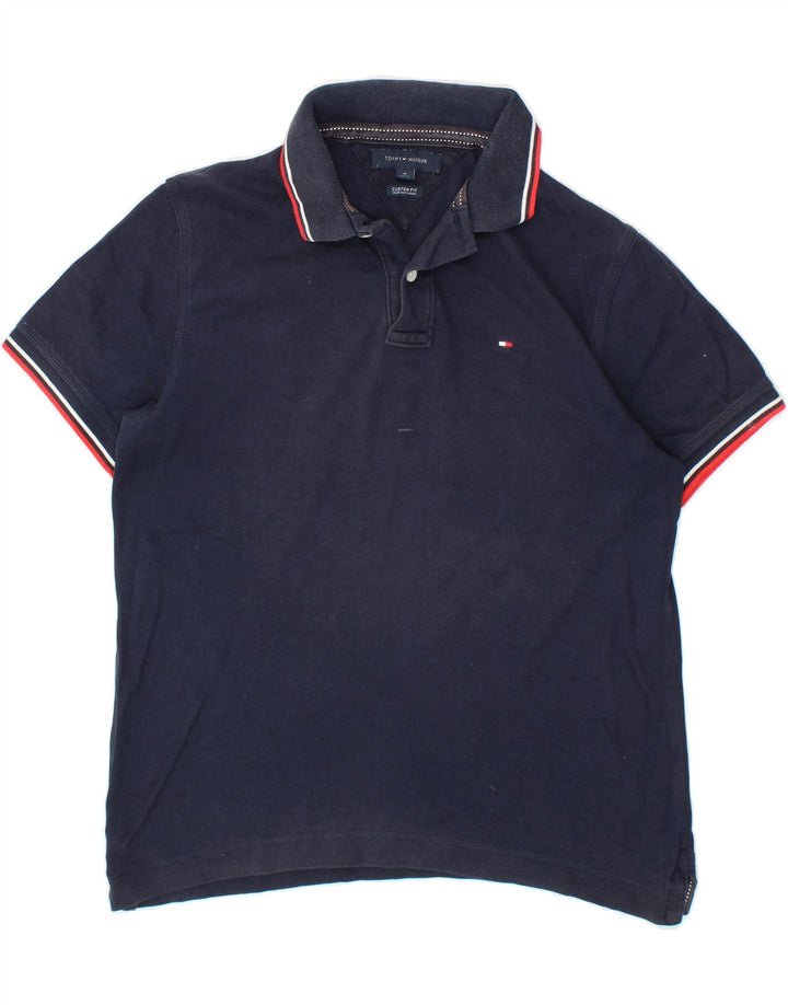 TOMMY HILFIGER Mens Custom Fit Polo Shirt Medium Navy Blue Cotton Vintage Tommy Hilfiger and Second-Hand Tommy Hilfiger from Messina Hembry 