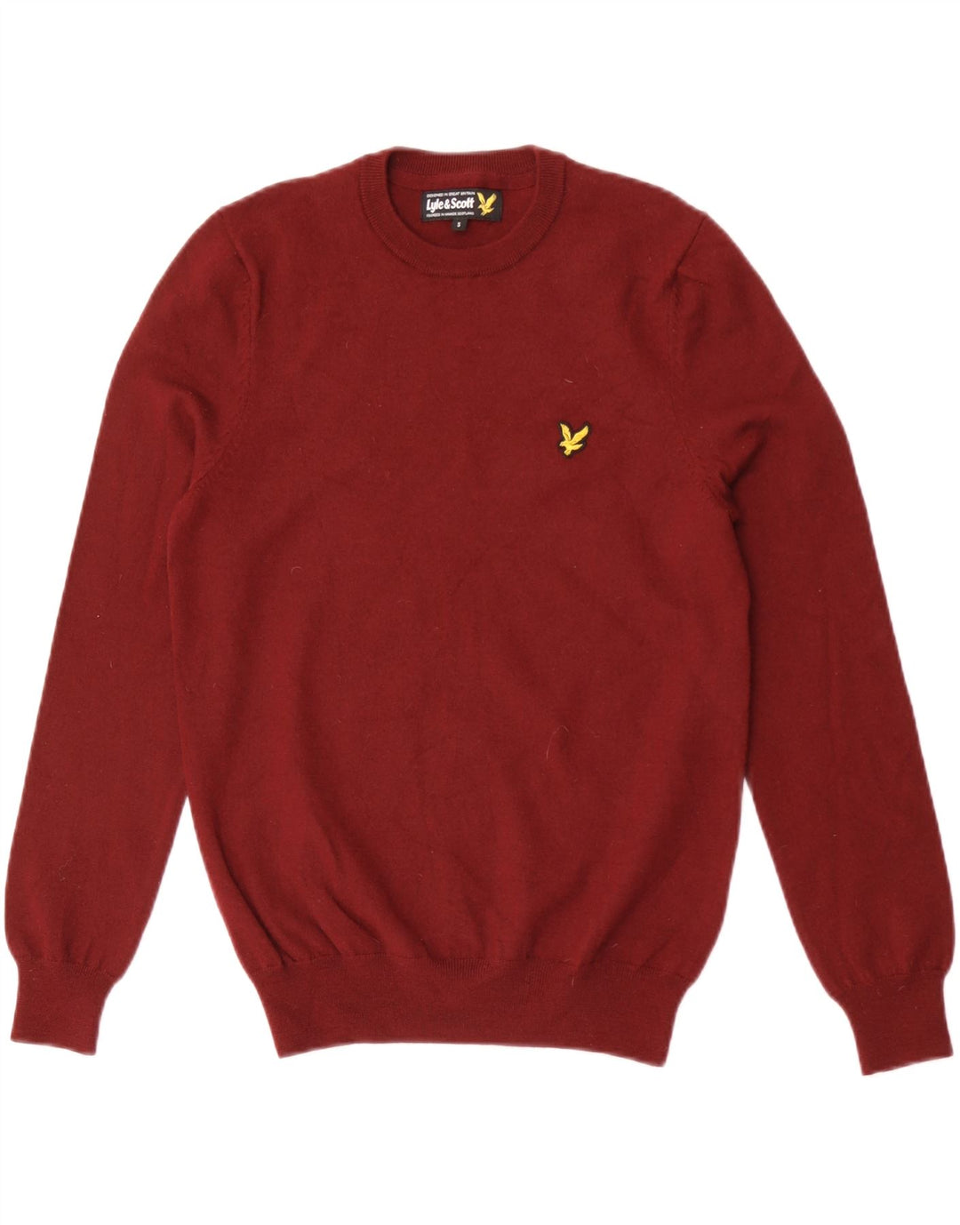 Мужской джемпер с круглым вырезом Lyle & Scott, маленький темно-бордовый свитер из мериносовой шерсти