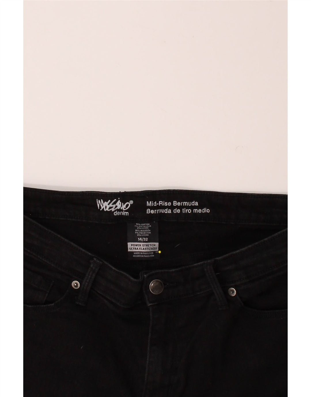 MOSSIMO Womens Mid Rise Denim Shorts US 14 Large W32  Black Cotton Vintage Mossimo and Second-Hand Mossimo from Messina Hembry 