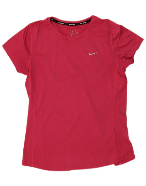 Женская футболка для бега Nike Dri Fit Top UK 14, средний розовый полиэстер