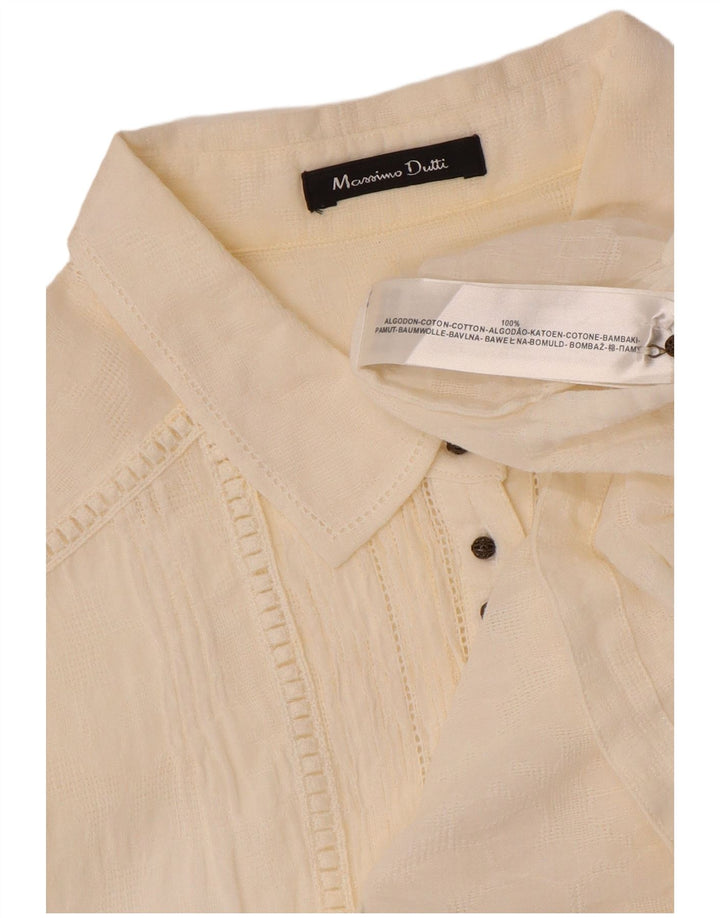 MASSIMO DUTTI Womens Pullover Shirt UK 12 Medium Off White Cotton