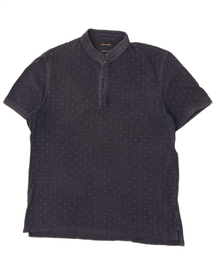 Мужская рубашка-поло Massimo Dutti XL темно-синяя в пятнистый цвет