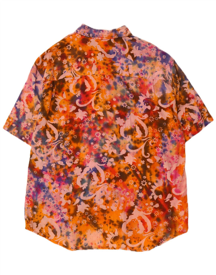 Винтажная мужская рубашка с коротким рукавом с абстрактным узором, большая разноцветная
