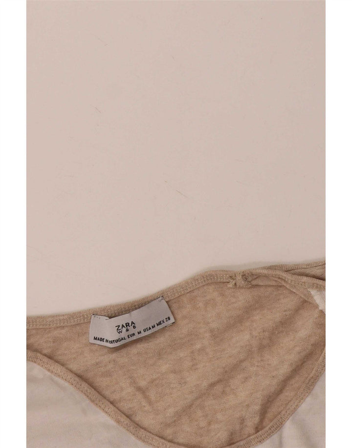 Женская футболка с рисунком Zara Top UK 14, средний белый цвет, цветной блок