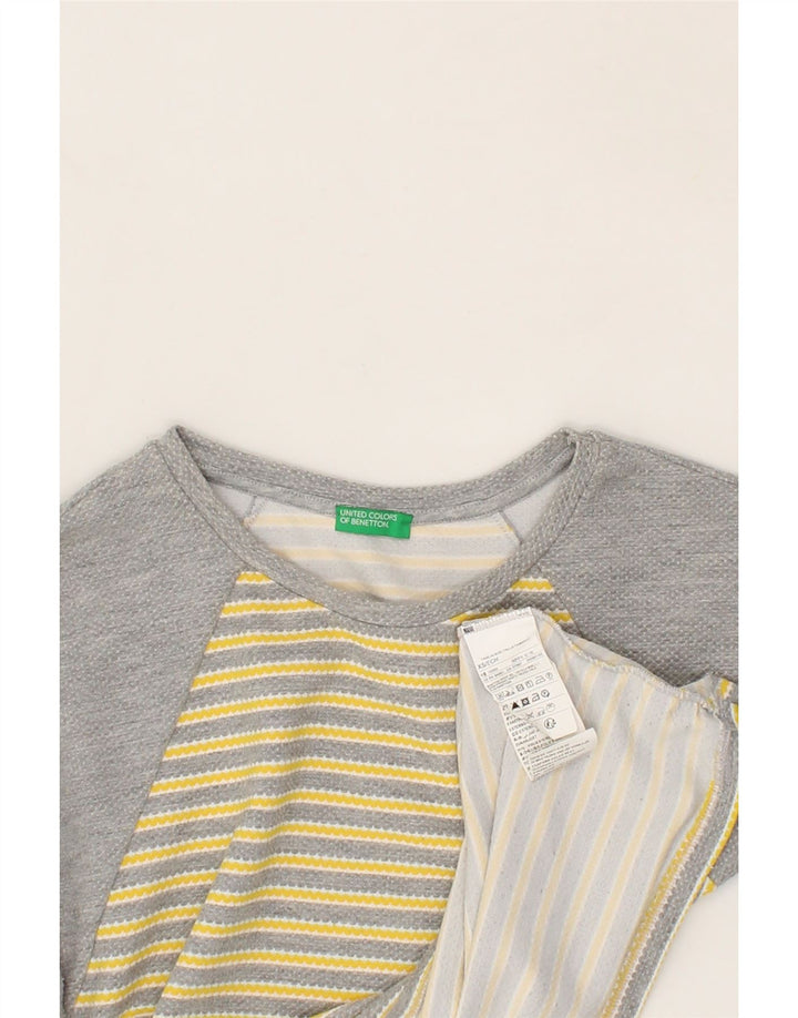 BENETTON Womens Oversized Top Long Sleeve UK 6 XS Grey Striped Polyester Vintage Benetton and Second-Hand Benetton from Messina Hembry 