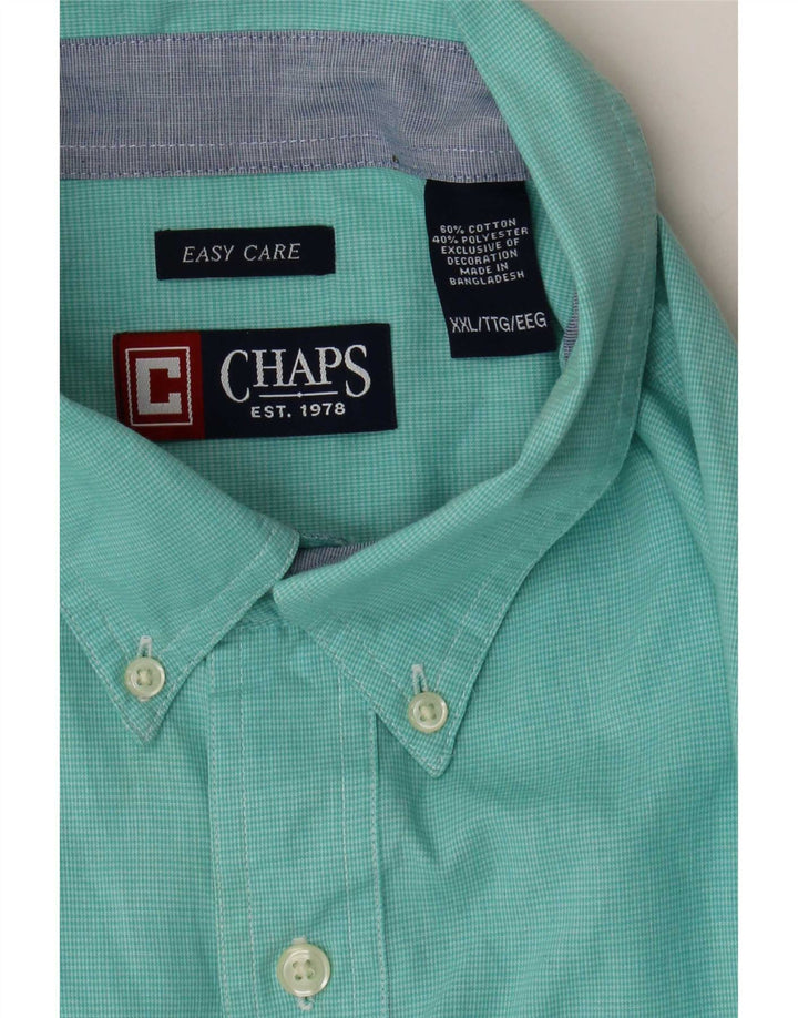 Мужская рубашка Chaps 2XL, бирюзовый хлопок с узором "гусиные лапки"