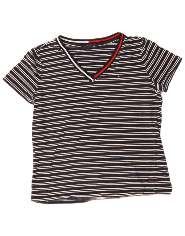 Женская футболка Tommy Hilfiger Top UK 14, средний размер, темно-синяя полоска, хлопок