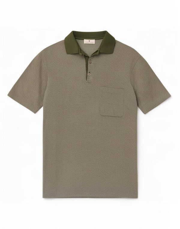 Мужская рубашка-поло Ermenegildo Zegna IT 52, большая, хаки, с геометрическим рисунком
