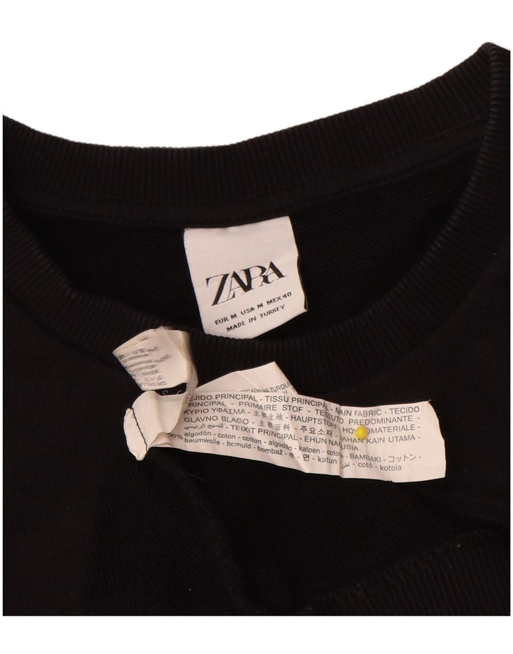 Мужской свитшот с рисунком Zara, хлопковый джемпер среднего черного цвета с цветными блоками