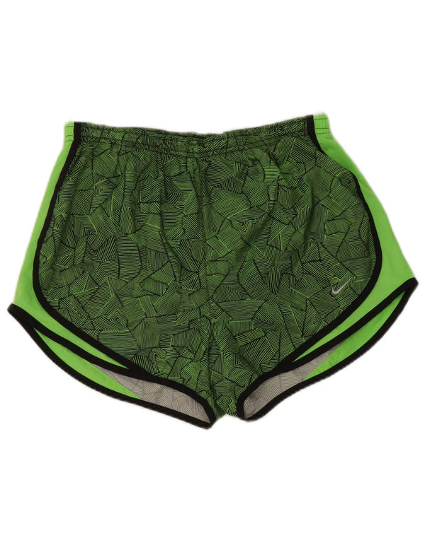 Женские спортивные шорты Nike Dri Fit UK 14, средний зеленый полиэстер с геометрическим рисунком