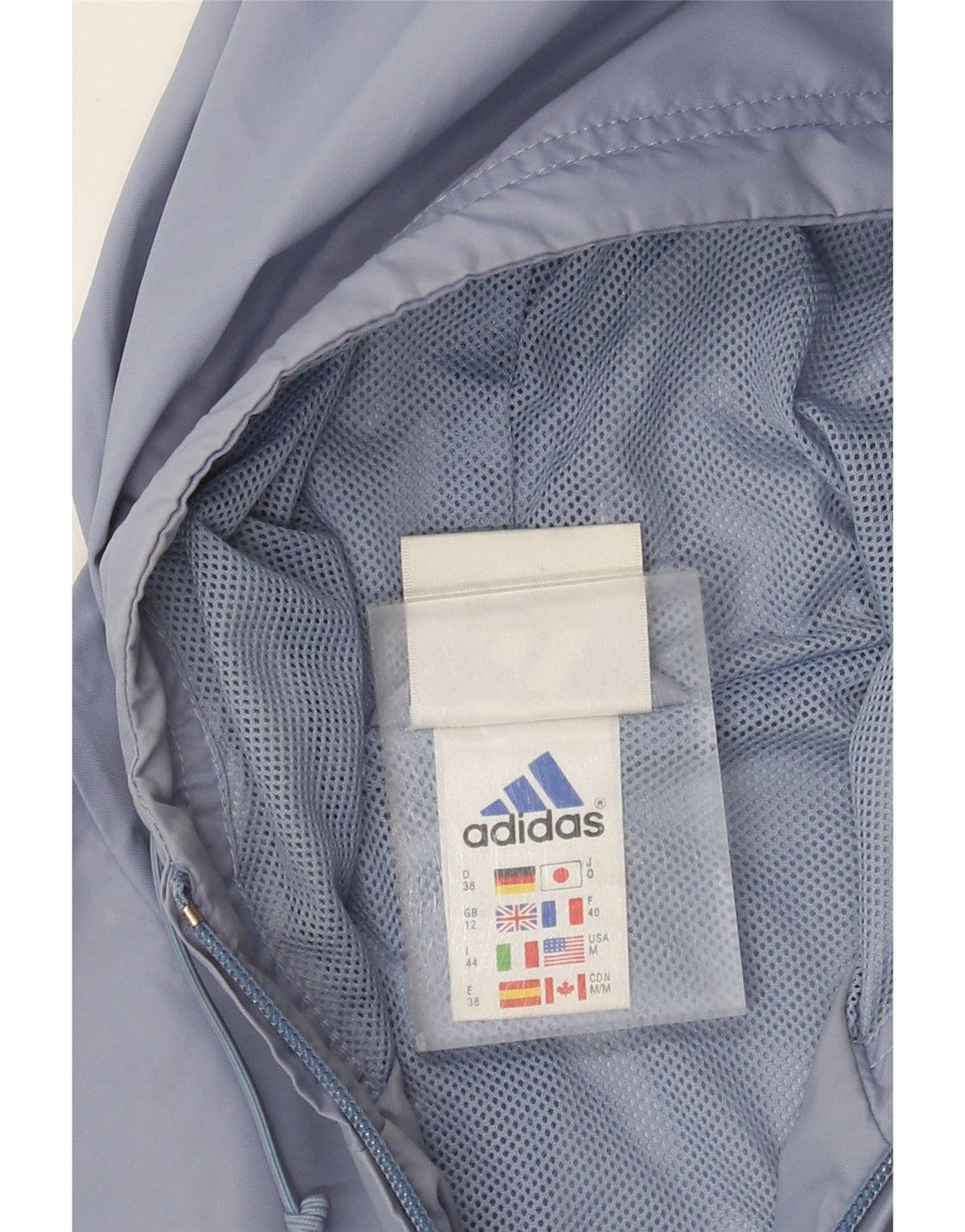 ADIDAS Женский плащ большого размера с капюшоном UK 12, средний синий полиамид