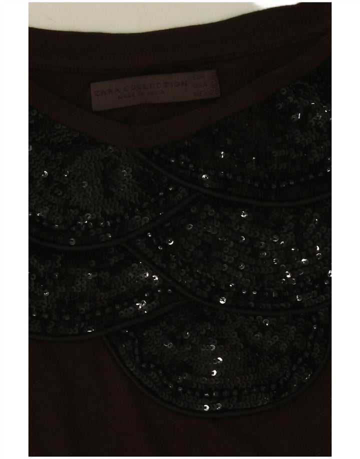 Женская футболка Zara Top UK 12 Medium Brown