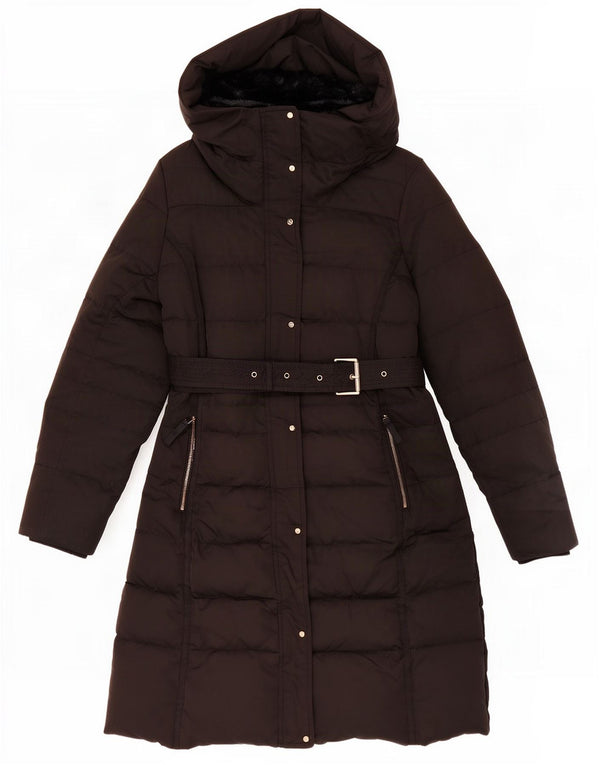 Женское стеганое пальто с капюшоном Zara UK 16, большое черное