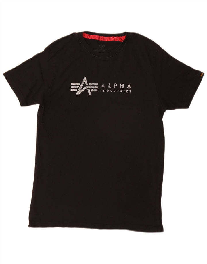 Мужская футболка с рисунком Alpha Industries, маленький черный хлопок