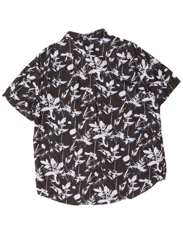 Мужская рубашка LEVI'S Standard с коротким рукавом XL, черная, хлопковая с цветочным принтом