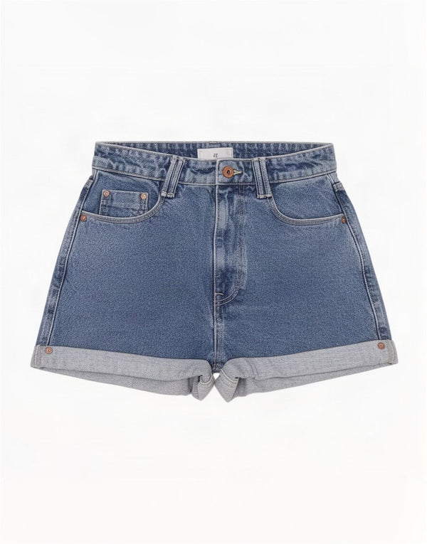 Женские джинсовые шорты с высокой талией Zara EU 38, маленькие, W28, синие, хлопок