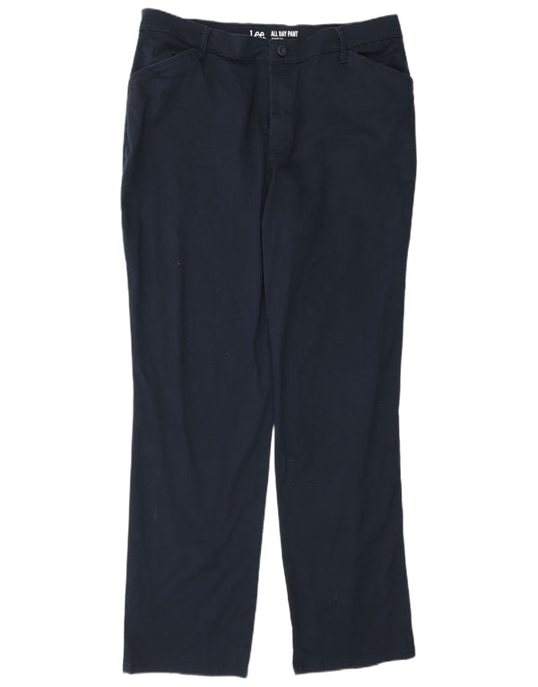 Lee женские прямые повседневные брюки с высокой талией США 16 2XL W34 L30 темно-синие