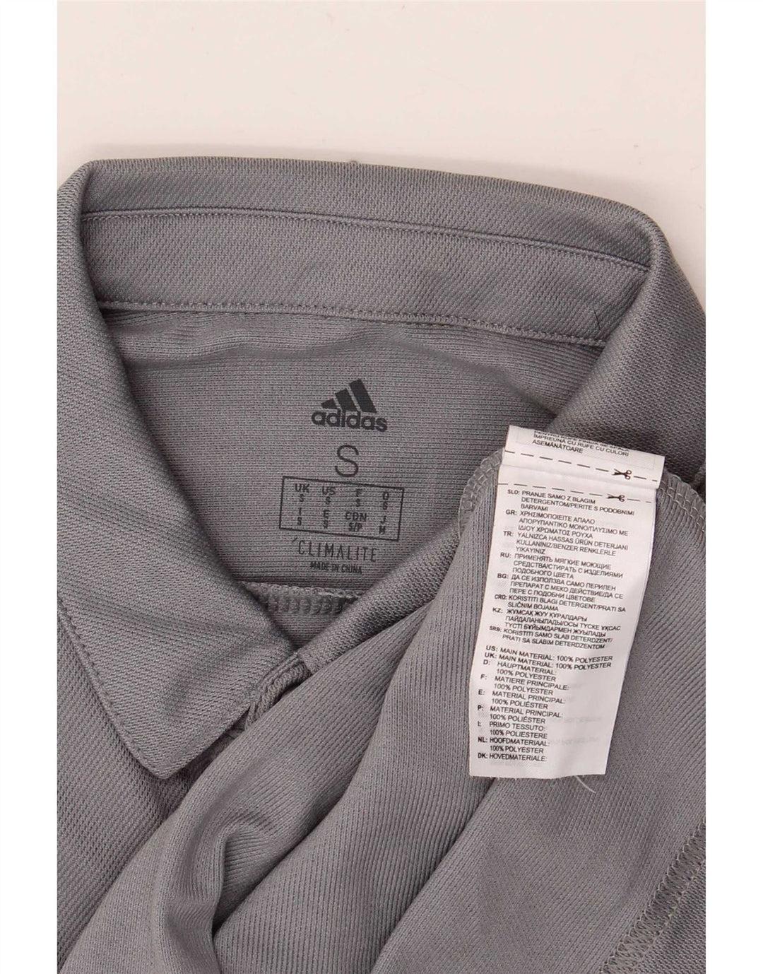 Мужская рубашка-поло Adidas Climalite, маленькая серая, полиэстер с цветными блоками