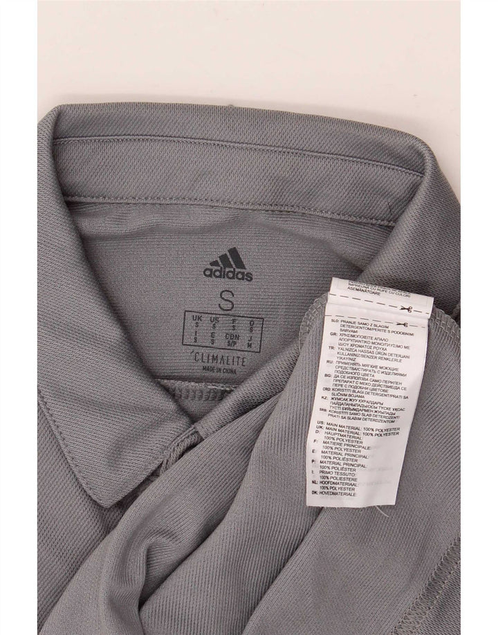 Мужская рубашка-поло Adidas Climalite, маленькая серая, полиэстер с цветными блоками
