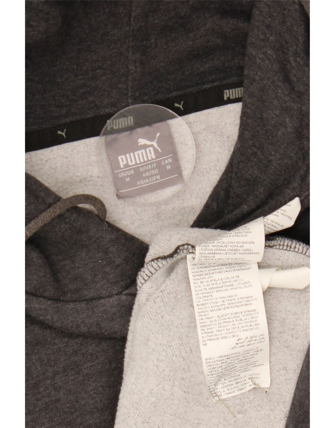 Мужской джемпер с капюшоном Puma с рисунком, средний серый, хлопок с цветными блоками