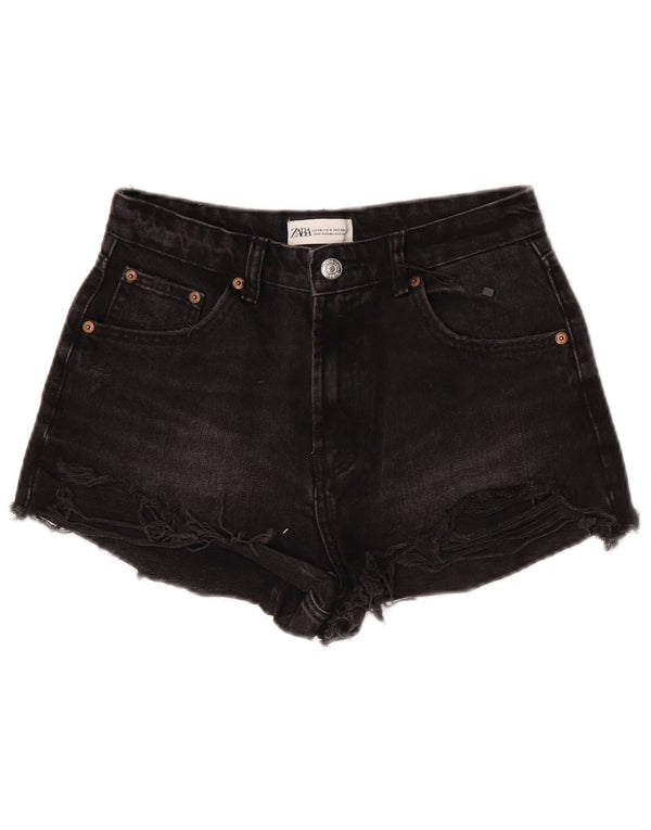Женские джинсовые шорты Zara EU 36 XS W26, черный хлопок