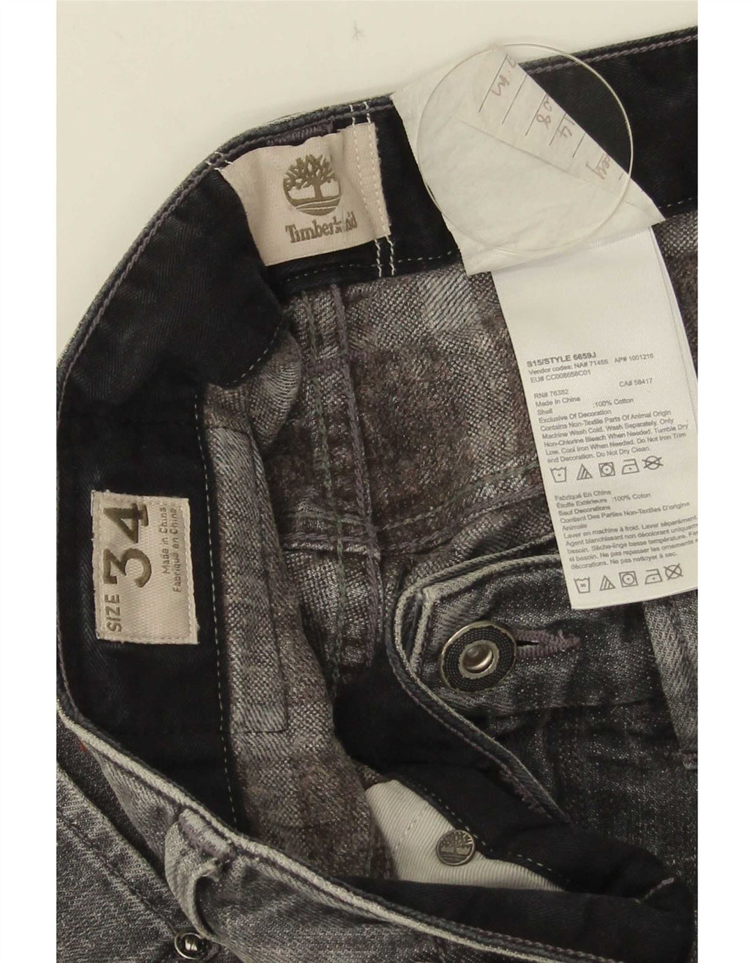 Мужские прямые джинсы Timberland Thompson W34 L30 серые, хлопок