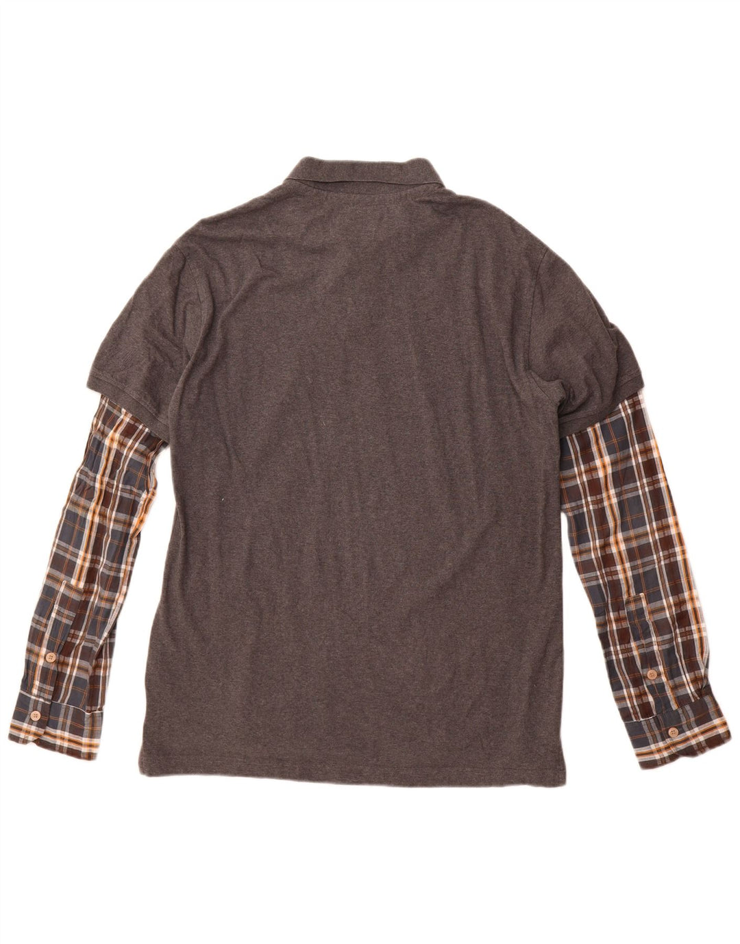 Мужская рубашка-поло Desigual с длинным рукавом стандартного размера XL, серая клетка, хлопок