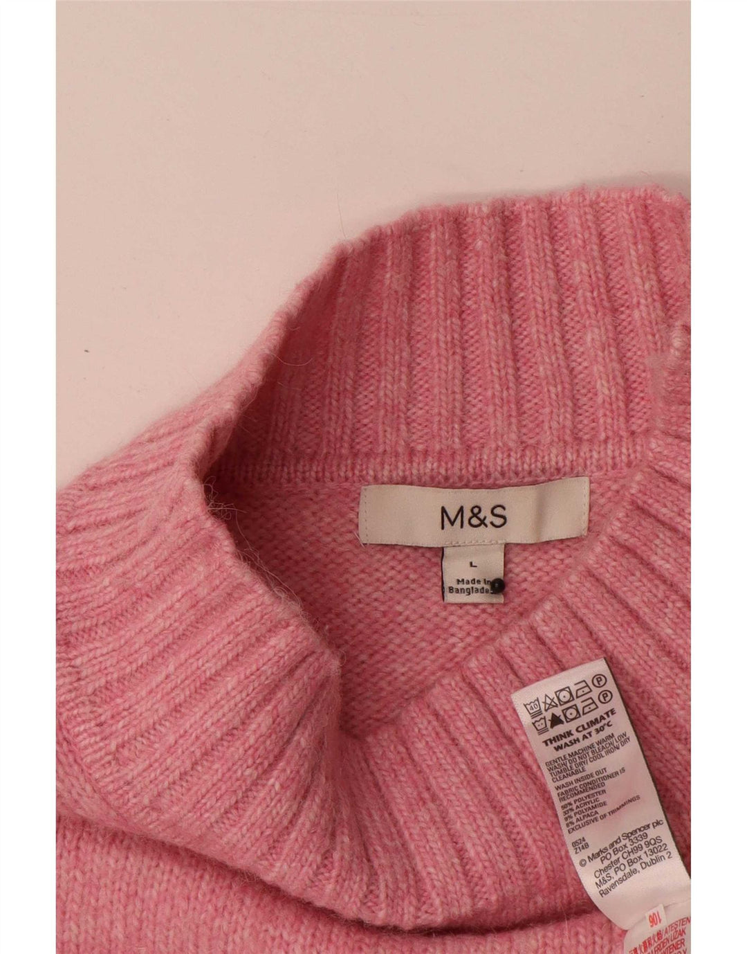 Женский джемпер с высоким воротником Marks & Spencer, Великобритания, 16, большой розовый