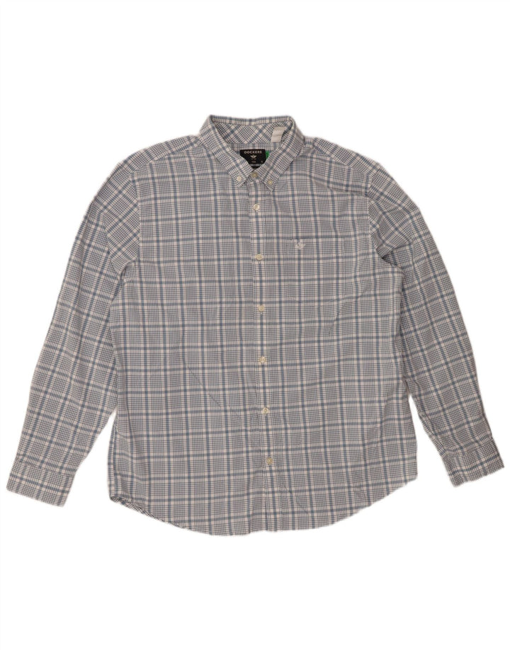 DOCKERS Мужская рубашка классического кроя XL, синяя клетка, хлопок