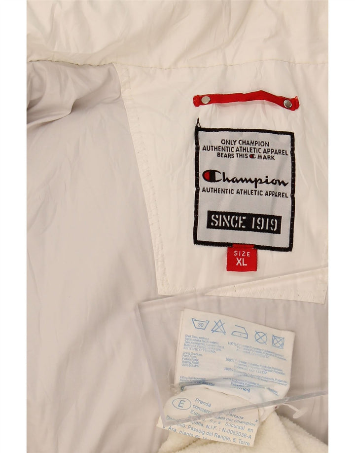 CHAMPION Womens Hooded Padded Jacket UK 18 XL White Polyester Vintage Champion and Second-Hand Champion from Messina Hembry 