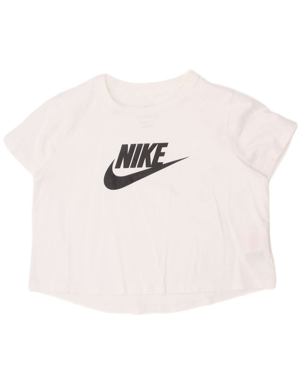 Футболка с рисунком Nike для девочек, топ 12–13 лет, большой размер, белый хлопок