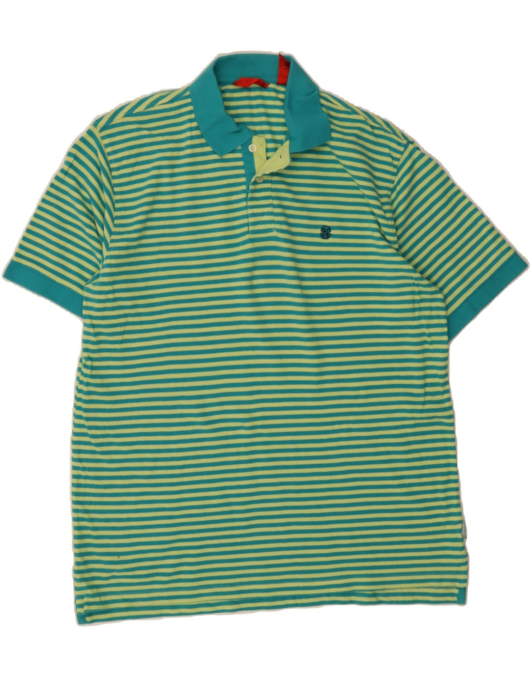 IZOD Mens Polo Shirt Large Blue Striped Cotton Vintage Izod and Second-Hand Izod from Messina Hembry 