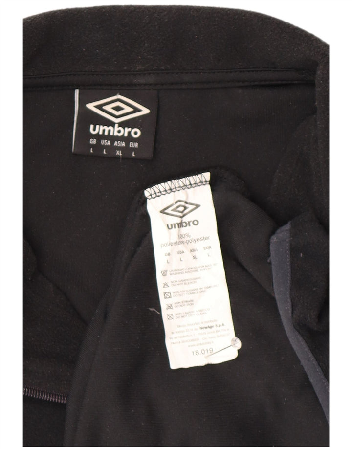 Мужской флисовый джемпер Umbro с воротником на молнии, большой черный, полиэстер