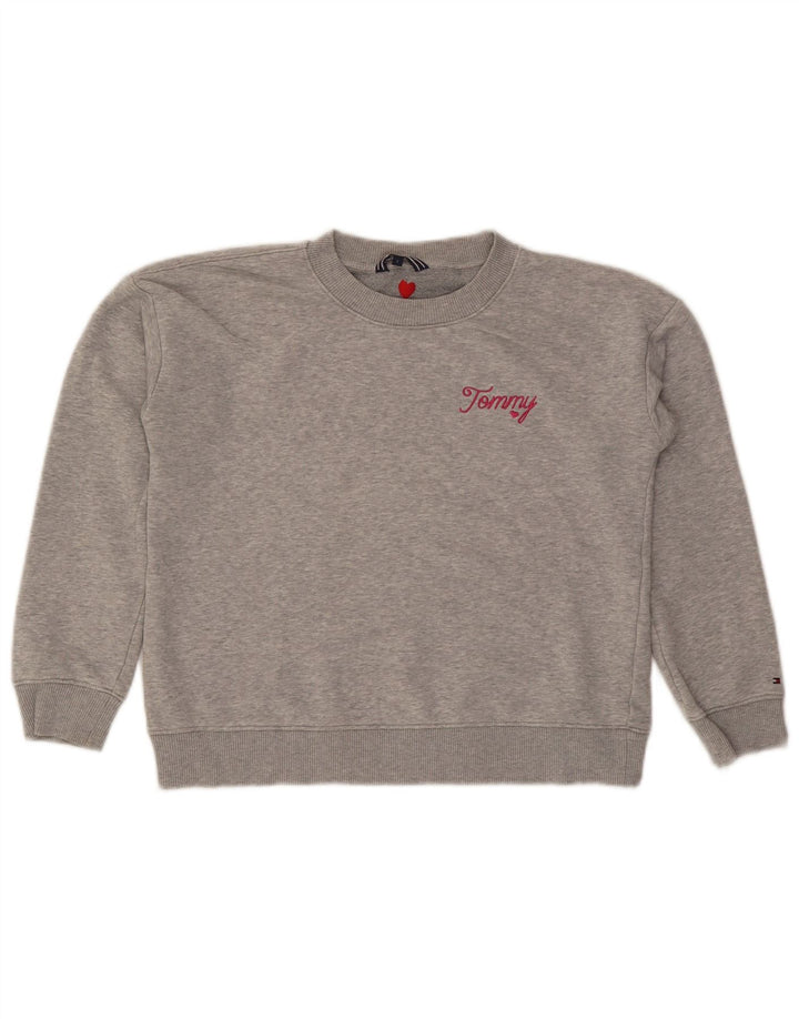 Женский укороченный свитшот оверсайз Tommy Hilfiger UK 10, маленький серый