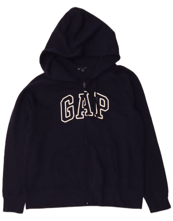 Gap Womens Graphic Zip Hoodie Sweater UK 20 2XL Navy Blue Cotton