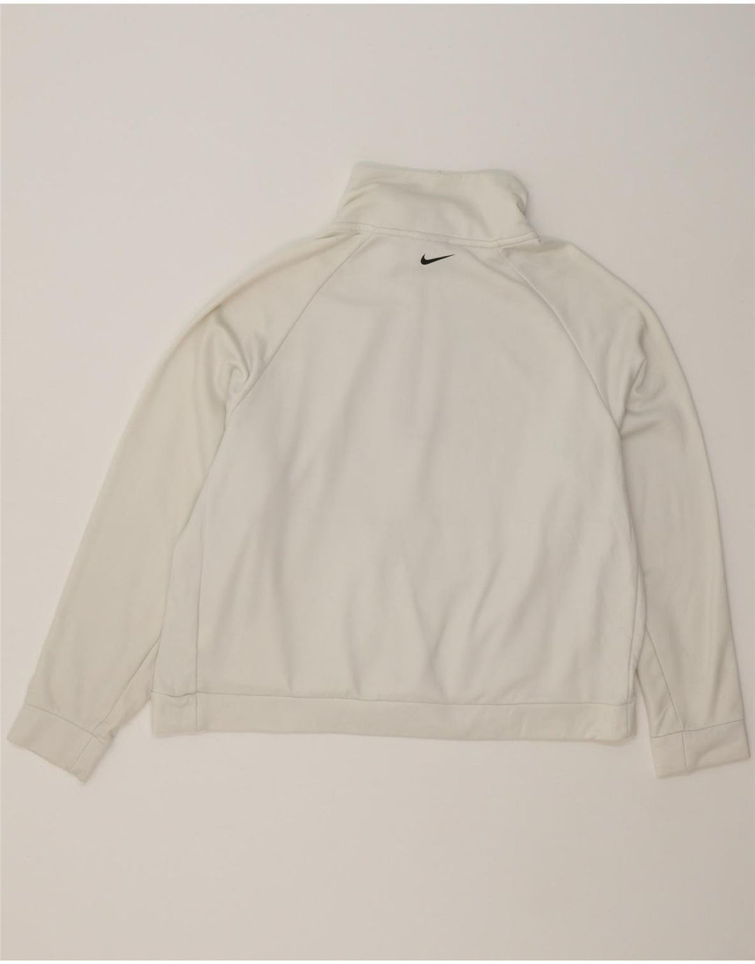 NIKE Womens Oversized Zip Neck Sweatshirt Jumper UK 16 Large White Vintage Nike and Second-Hand Nike from Messina Hembry 