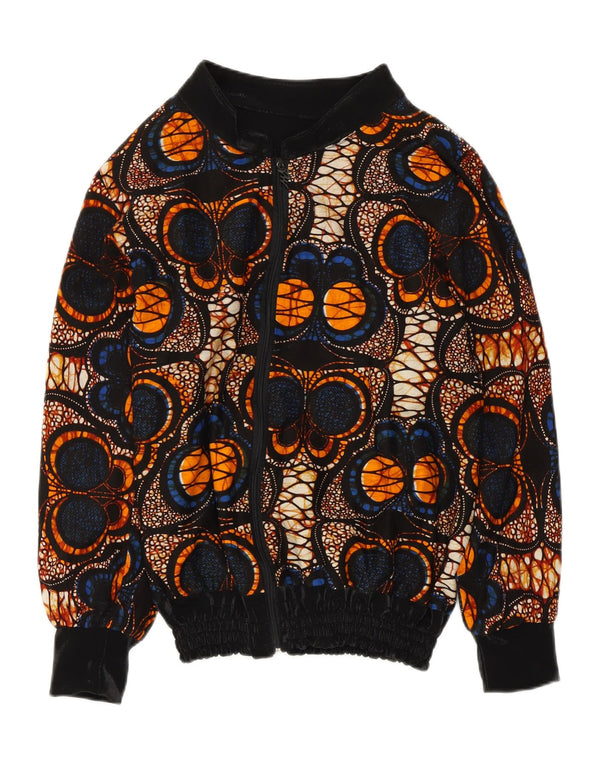 ВИНТАЖНАЯ женская куртка-бомбер с абстрактным узором, Великобритания 14, средний разноцветный