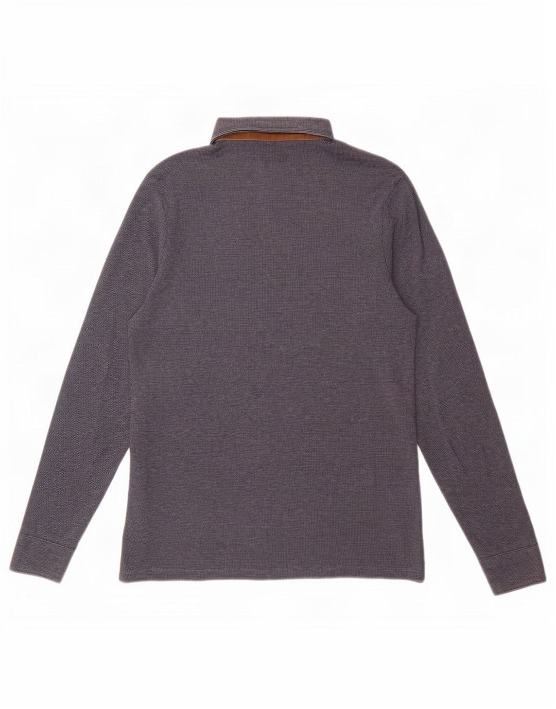 Мужская рубашка-поло с длинным рукавом Massimo Dutti, темно-синяя, темно-синяя
