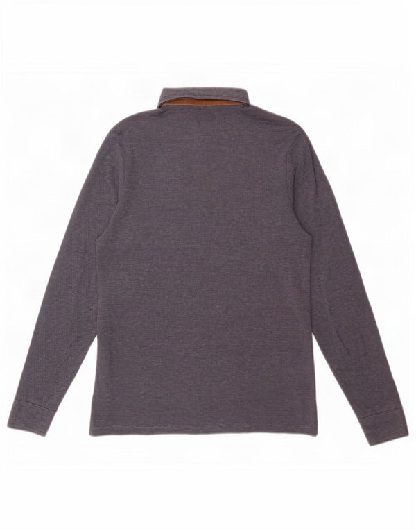 Мужская рубашка-поло с длинным рукавом Massimo Dutti, темно-синяя, темно-синяя
