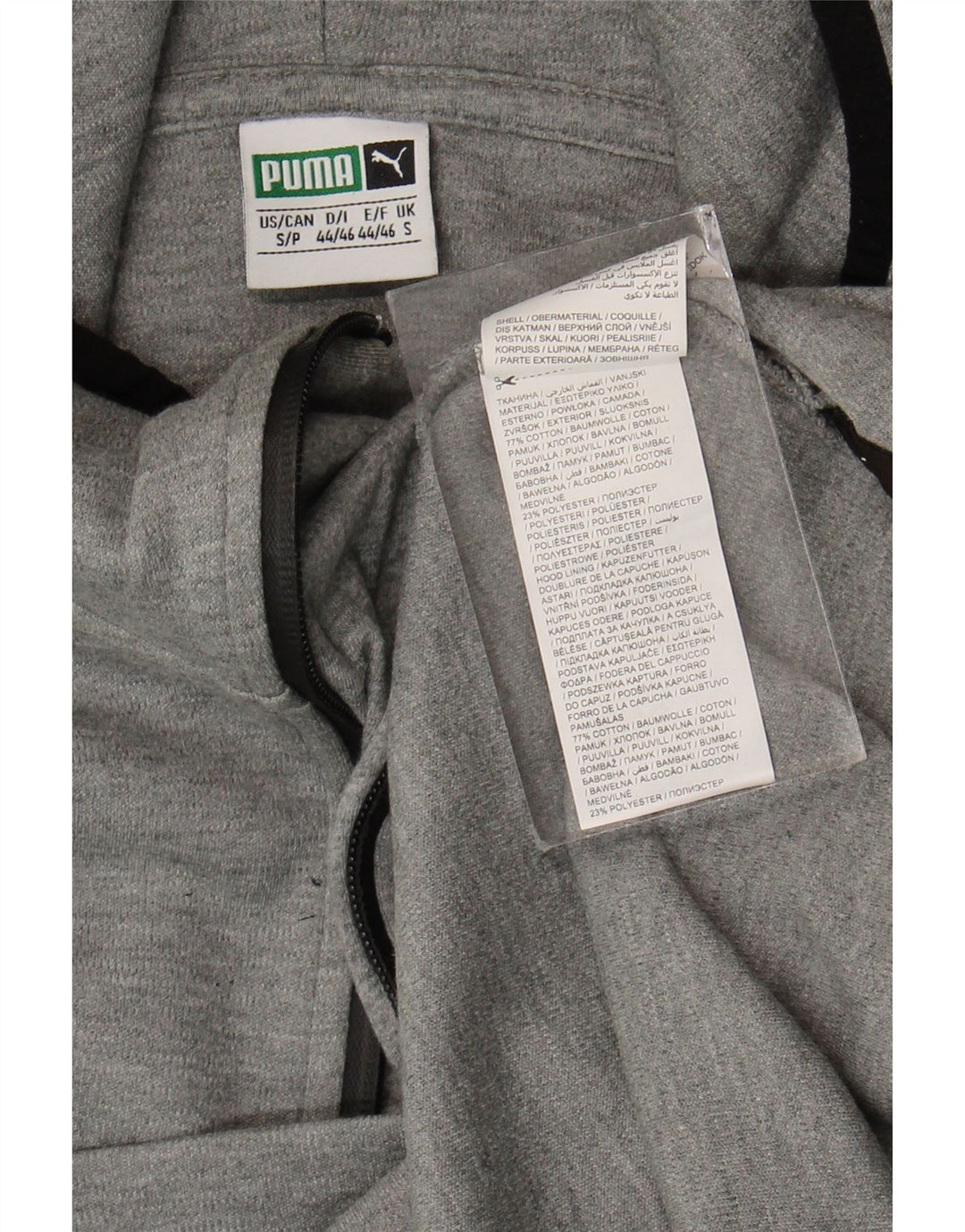 Мужской джемпер с капюшоном на молнии Puma, маленький серый, хлопковый