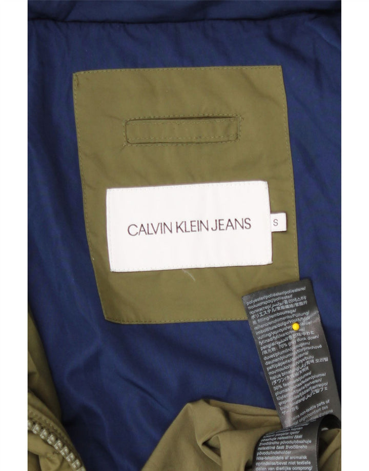 Мужская стеганая куртка с капюшоном Calvin Klein Jeans UK 36, маленький цвет хаки, полиэстер