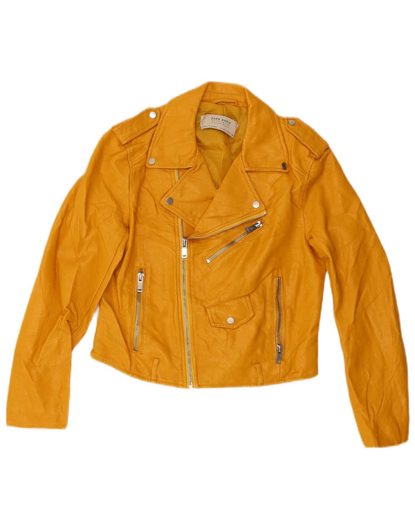 Женская укороченная косуха из искусственной кожи Zara UK 10, маленькая желтая вискоза