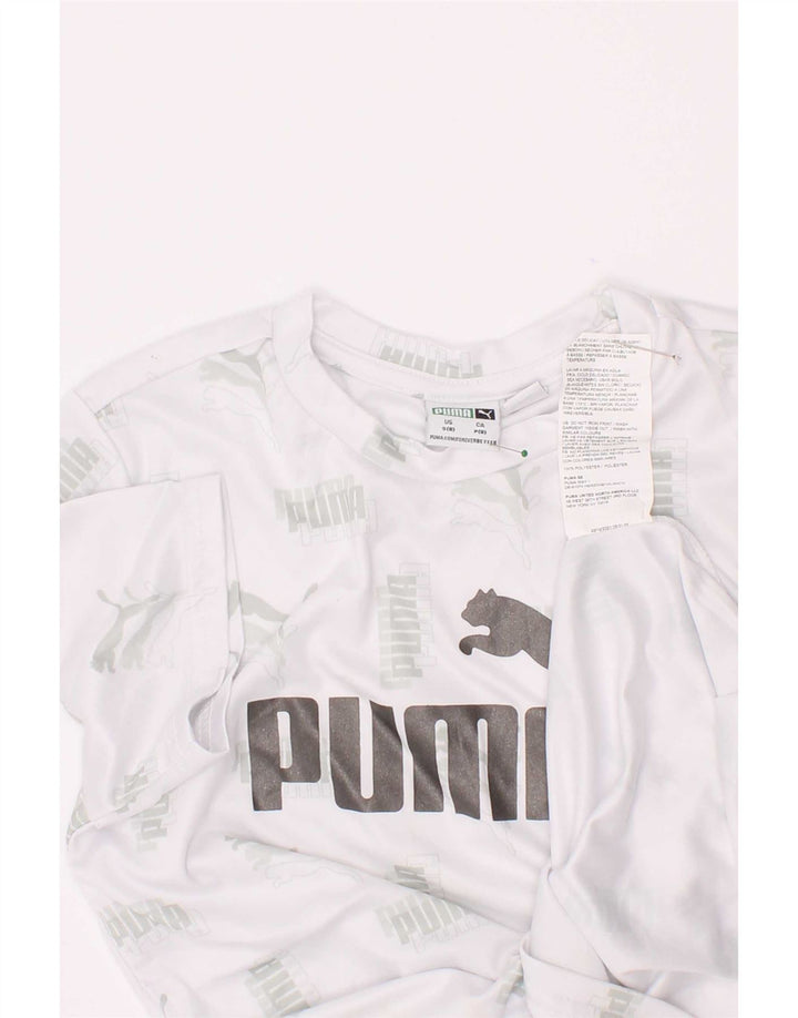 Футболка с рисунком Puma для мальчиков, топ 7–8 лет, маленький размер, белый полиэстер