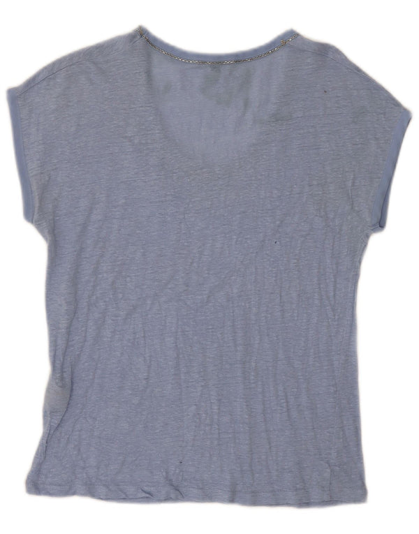 Женская футболка Massimo Dutti Top UK 12, средний синий лен в крапинку