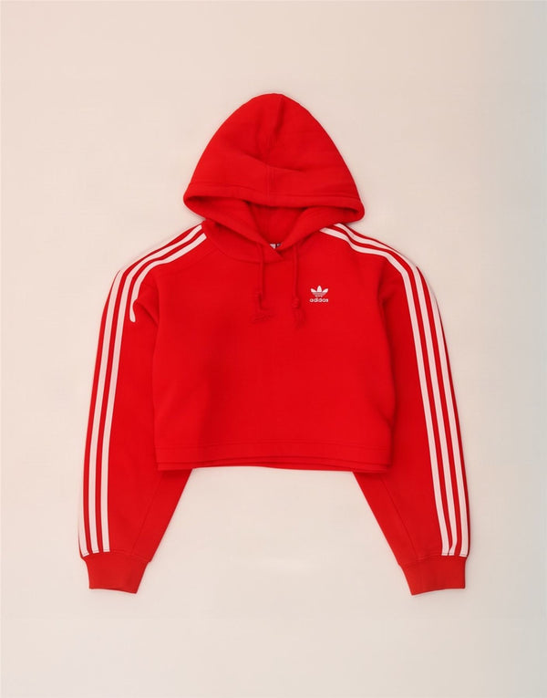 Женский укороченный джемпер с капюшоном Adidas Oversized UK 4 XS, красный хлопок