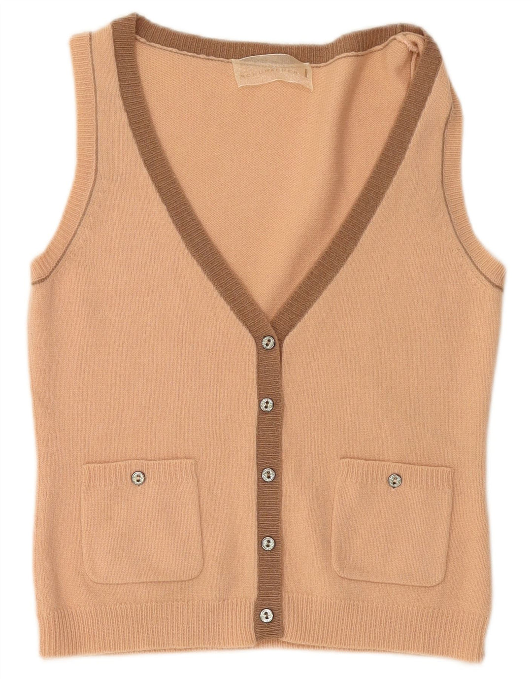 Женский укороченный кардиган без рукавов SCHUMACHER UK 14, большой розовый, шерсть