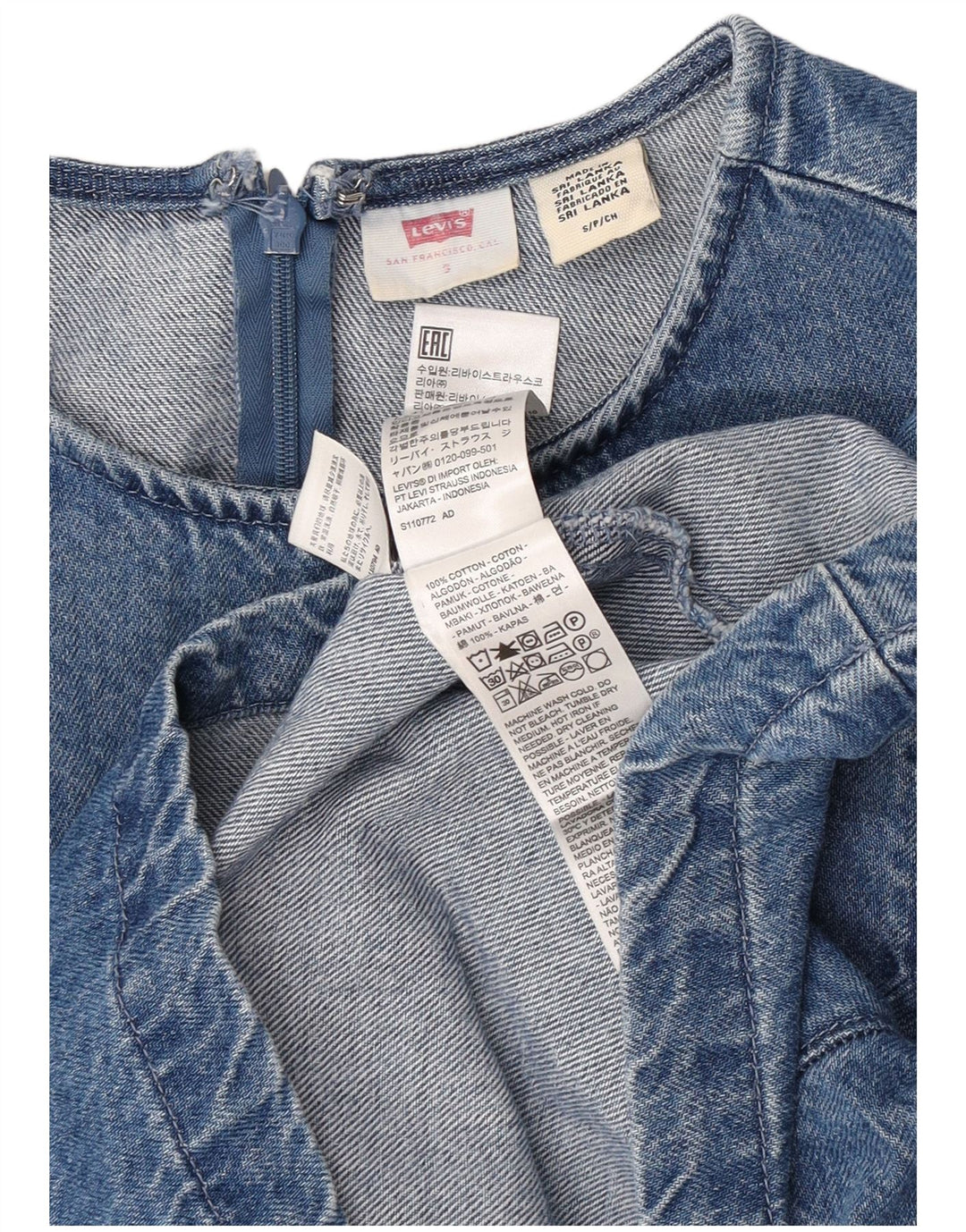 Женская джинсовая блузка Levi's Top UK 10, маленький синий хлопок