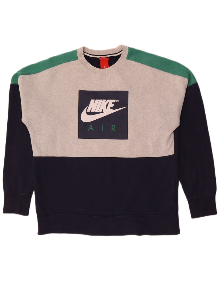 Мужской свитшот с рисунком Nike, средний разноцветный хлопковый джемпер с цветными блоками